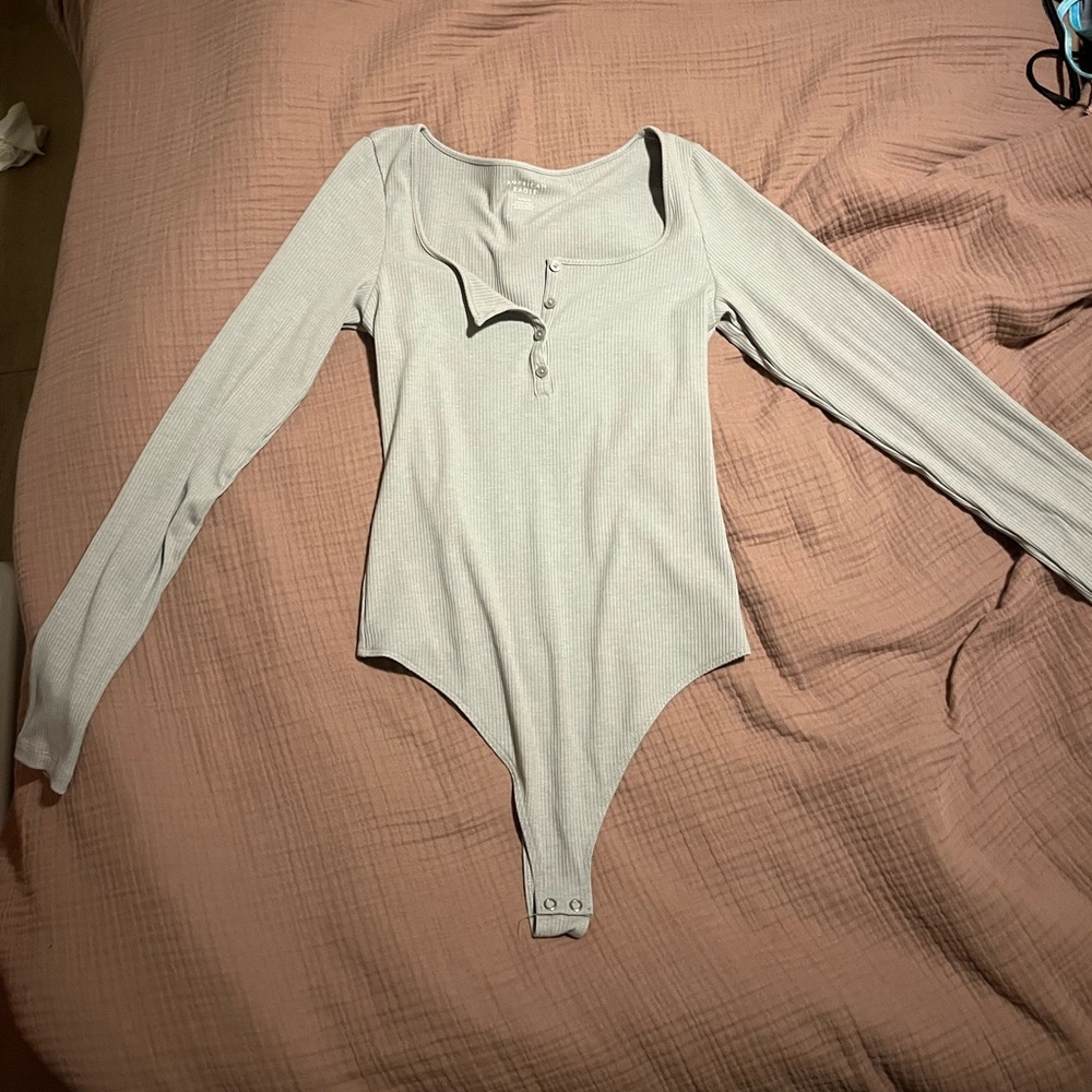 American Eagle Outfitters Gray Long Sleeve Bodysuit